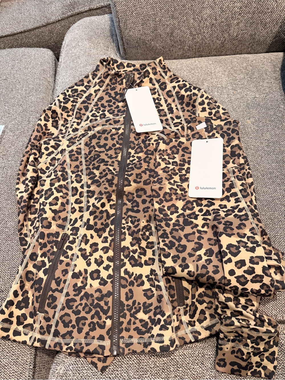 lululemon Athletica Leopard-Print Zip Bomber Jacket and Tights in Brown